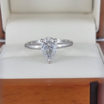 Exceptional E Colour – 1.25 Carat Pear Cut Diamond Ring! Lab Grown!