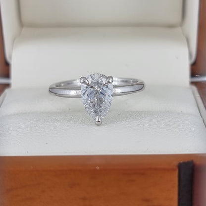 Exceptional E Colour – 1.25 Carat Pear Cut Diamond Ring! Lab Grown!