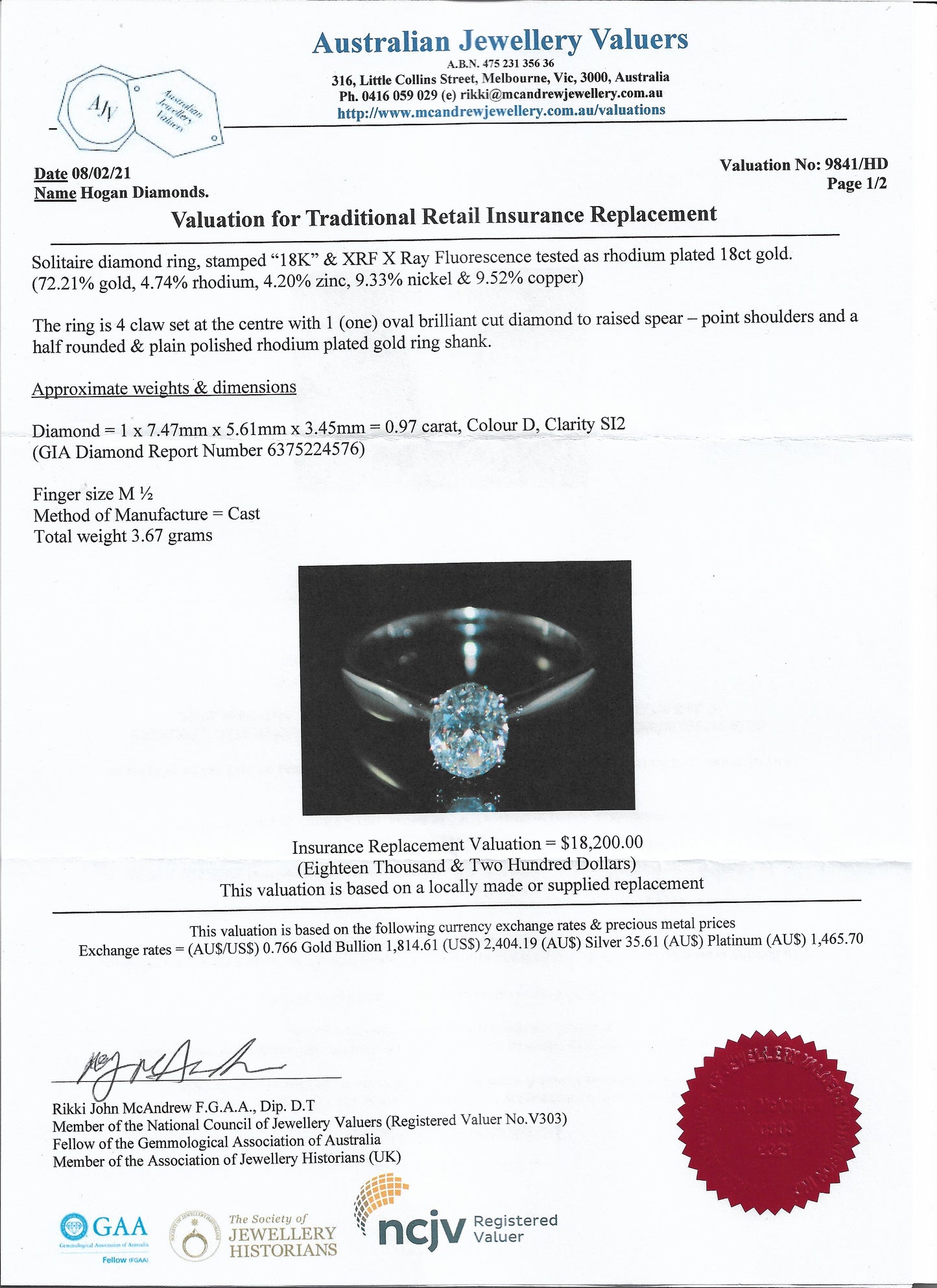 Near 1 Carat Oval Cut Diamond Engagement Ring! D Colour & $18K Value!