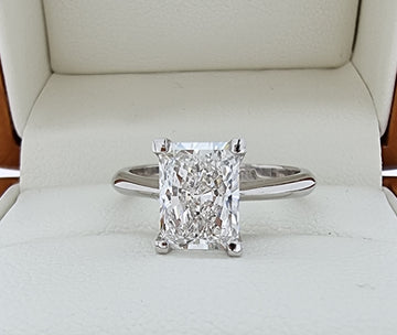 BIG 2.01 Carat Radiant Cut Diamond Engagement Ring in White Gold!