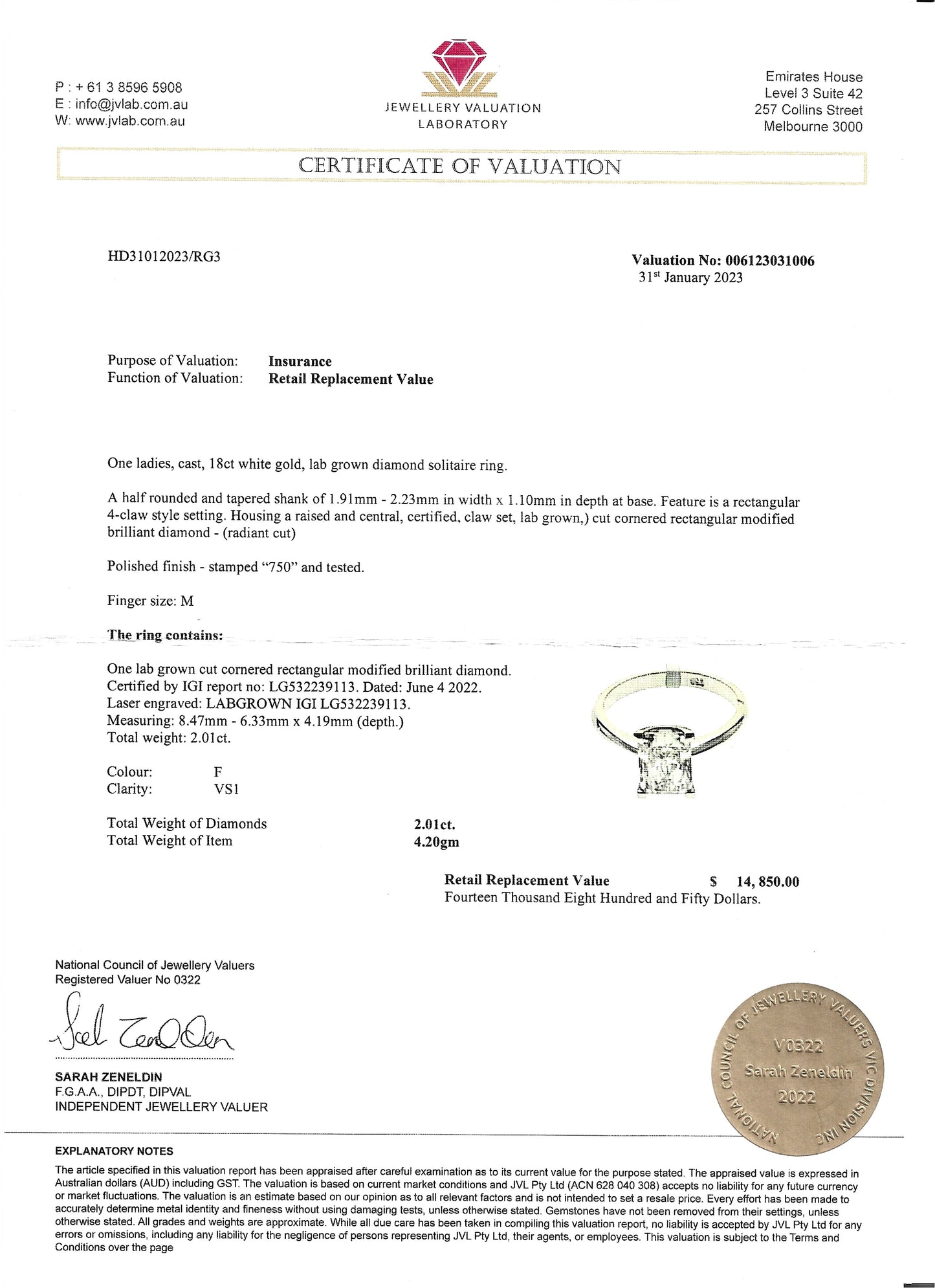 BIG 2.01 Carat Radiant Cut Diamond Engagement Ring in White Gold!